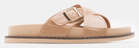 Σανδάλια Flatform με Χιαστί Λουράκι - Μπεζ-Σκούρο
