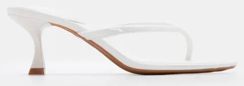 Mules Thong με Kitten Heel - Λευκό