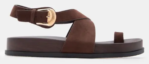 Σανδάλια Thong Flatform με Χιαστί Λουράκια - Καφέ Σκούρο