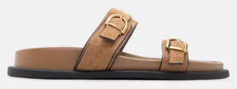 Σανδάλια Flatform με Διπλές Τόκες - Κάμελ