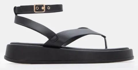 Σανδάλια Thong Flatform με Μπαρέτα - Μαύρο