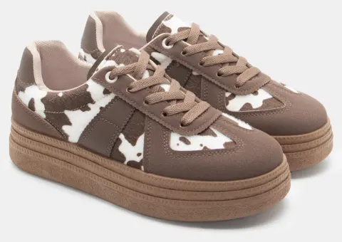 Sneakers Δίσολα σε Συνδυασμό Χρωμάτων - Καφέ