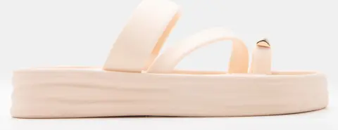 Σανδάλια Flatform με Διπλά Λουράκια & Μεταλλική Λεπτομέρεια - Nude