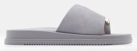 Σανδάλια Thong Flatform με Μεταλλική Λεπτομέρεια - Ανθρακί