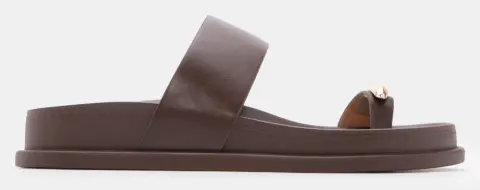 Σανδάλια Flatform με Μεταλλική Λεπτομέρεια - Καφέ Σκούρο