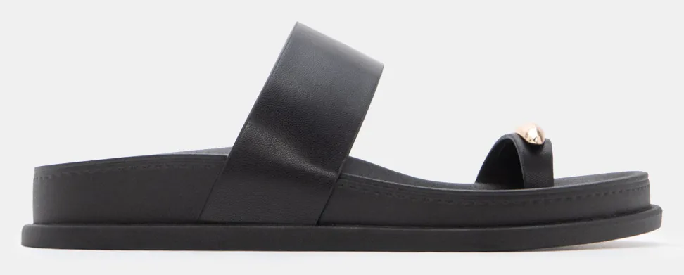 Σανδάλια Flatform με Μεταλλική Λεπτομέρεια - Μαύρο