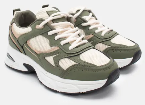 Sneakers Chunky με Δίχτυ - Χακί