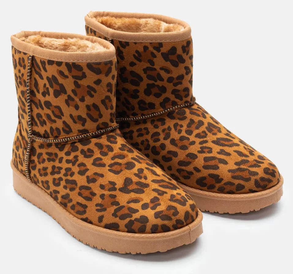 Μποτάκια με Εσωτερική Επένδυση Γούνας - Animal Print