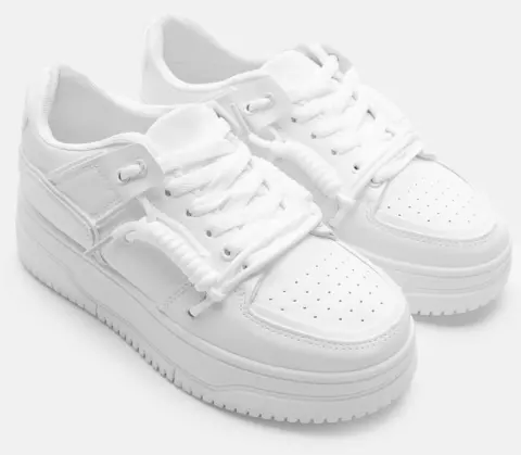 Sneakers με Διπλά Κορδόνια - Λευκό