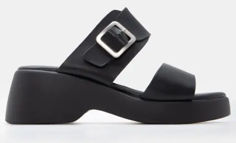 Πλατφόρμες Flatform με Διπλά Λουράκια - Μαύρο