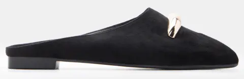 Mules Peep Toe με Μεταλλικό Διακοσμητικό - Μαύρο