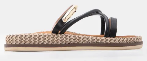Σανδάλια Flatform με Μεταλλική Λεπτομέρεια - Μαύρο